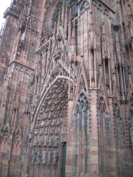 Closeup of the architecture of the Strasbourg cathedral