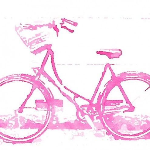 Pink bicycle painted by Waterlogue app