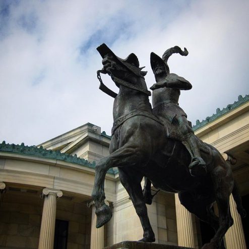 Architecture and sculpture of Don Quixote from Buffalo's Albright-Knox Museum