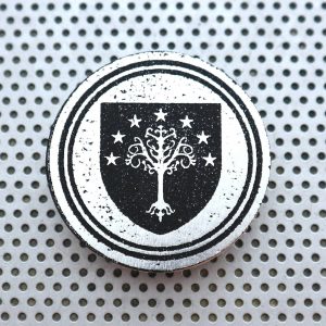 For Gondor! 1.5" handmade Lord of the Rings Aragorn tree art pin badge artwork print foil print black silver decor flair button pinback