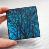 Winter Willow / 4 inch OOAK handmade wood block / weeping willow tree dusk evening botanical photographic foil print moody wall or desk art - Image 3
