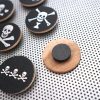 Pirate Jolly Roger Flags 9 magnet set / 1.5" skull & crossbones wood coin fridge magnets / metal black silver office refrigerator decor - Image 6