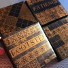Patience and Footsteps gothic tiles / Four 4-inch black & gold handmade wood block photo / vintage medieval religious prints - Image 2