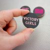 Feminist 3 magnet set / 1.5" wood coin magnets in metallic pink on black design / office decor cubicle fridge magnet refrigerator decor - Image 4