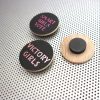Feminist 3 magnet set / 1.5" wood coin magnets in metallic pink on black design / office decor cubicle fridge magnet refrigerator decor - Image 3