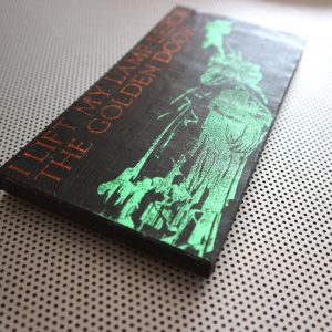 Lady Liberty Plaque 7x3.5" green and copper OOAK handmade vintage poster quote print wall or desk art Statue New York City poem lamp Lazarus
