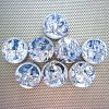Shakespeare plays set of 8 fridge magnets in metallic blue foil / handmade wood coin magnets for English drama student teacher gifts - Image 4