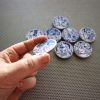 Shakespeare plays set of 8 fridge magnets in metallic blue foil / handmade wood coin magnets for English drama student teacher gifts - Image 5