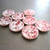 Shakespeare plays set of 8 fridge magnets in metallic red foil / handmade wood coin magnets for English drama student teacher gifts - Image 3