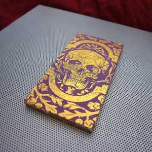 Floral Skull Plaque / gold and purple handmade antique anatomical artwork / Gothic home decor / Botanical creepy wall art / Memento mori