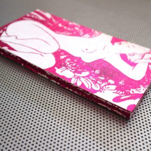 Reclining Female Nude handmade plywood plaque in shiny hot pink on white graffiti vintage cartoon poster print wall or desk art lesbian