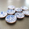 Shakespeare plays set of 8 fridge magnets in metallic blue foil / handmade wood coin magnets for English drama student teacher gifts - Image 3