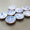 Shakespeare plays set of 8 fridge magnets in metallic blue foil / handmade wood coin magnets for English drama student teacher gifts - Image 6