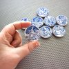 Shakespeare plays set of 8 fridge magnets in metallic blue foil / handmade wood coin magnets for English drama student teacher gifts - Image 2