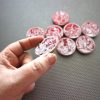 Shakespeare plays set of 8 fridge magnets in metallic red foil / handmade wood coin magnets for English drama student teacher gifts - Image 4