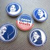Squad Goals 1.5" pinback buttons. Feminist politician portraits. AOC Ayanna Tlaib Ilhan Omar. Democrat prints in blue foil on white. - Image 4