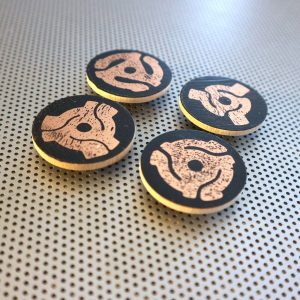 Vinyl Collector magnet set of 4 1.5" magnets of 45 RPM record LP centers for refrigerator decor or office decoration albums records