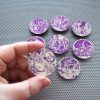 Shakespeare plays set of 8 fridge magnets in metallic purple foil / handmade wood coin magnets for English drama student teacher gifts - Image 3