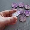 Shakespeare plays set of 8 fridge magnets in metallic purple foil / handmade wood coin magnets for English drama student teacher gifts - Image 2