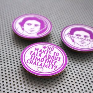 Timothee Chalamet set of 3 1.5" pinback buttons fan celebrity Handmade Call Me By Your Name art Beautiful Boy badge Chalamaniac purple white