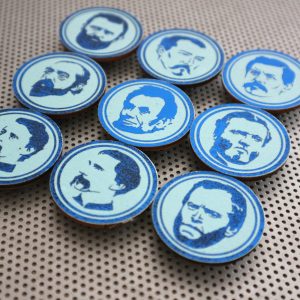 Civil War Union Heroes 9 magnet set / 1.5" wood coin fridge decor / Lincoln generals Grant Sherman Thomas Gettysburg office refrigerator