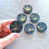 Maple Leaves set of 6 fridge magnets. Shiny gold foil on midnight blue. Handmade botanical wood coin forest magnets biologist gardener gift - Image 2