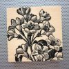 Vintage Flowers print / 4 inch black & white OOAK wood block botanical photo / vintage antique boho woodcut / handmade plant wall desk art - Image 5
