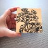 Vintage Flowers print / 4 inch black & white OOAK wood block botanical photo / vintage antique boho woodcut / handmade plant wall desk art - Image 3