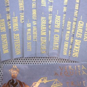 Quotes about lawyers bookmarks / set of nine handmade by writers quotes about the law / gold metal foil on gray Lincoln Choate Dickens