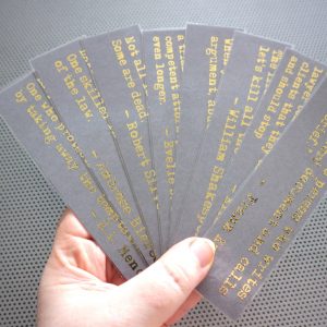 Funny lawyer quotes bookmarks / set of nine handmade jokes by writers quotes about the law justice judge book mark / gold metal foil on gray