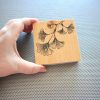 Vintage Gingko Leaf print / 4 inch black & white OOAK wood block botanical photo / vintage antique boho woodcut / ginko plant wall desk art - Image 4