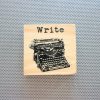 Type Writer / 4" handmade wood block photo artwork desk art Remington Underwood Olympia typography font typewriter author fiction inspire - Image 3