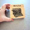 Type Writer / 4" handmade wood block photo artwork desk art Remington Underwood Olympia typography font typewriter author fiction inspire - Image 2