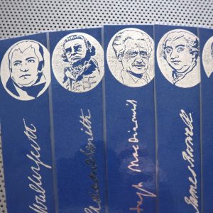 Great Scots! Writers / 9 bookmark set of Scottish handmade portraits / Scotland writers authors Auld Scotia novelists St Andrews blue books