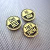Gender pronoun 1.5" pinback badges or buttons. He/Him She/Her They/Them Set of 3 handmade typography prints in metallic gold foil on black - Image 4