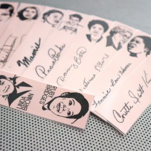 Civil Rights women bookmarks / set of nine handmade African American portraits Black activists book mark Rosa Parks black blush pink