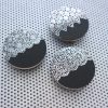 Lace 3 magnet set / 1.5" wood coin magnets in metallic silver on black design / office decor cubicle fridge magnet refrigerator decor - Image 3